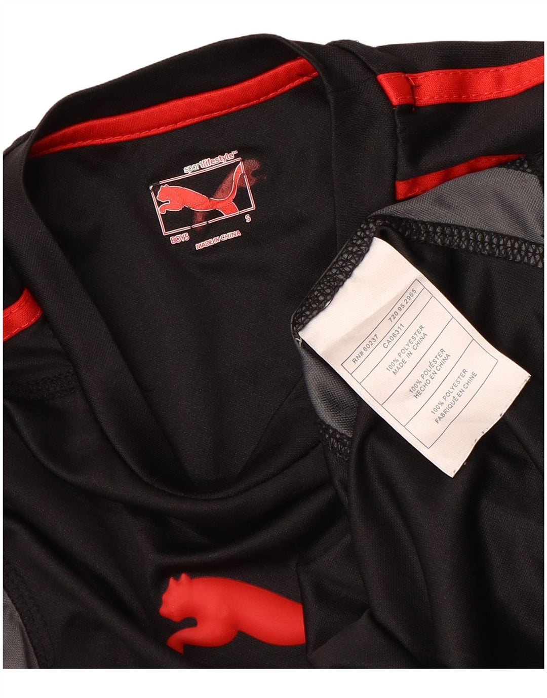 PUMA Băieți Graphic Top cu mânecă lungă 7-8 ani, mic, negru, colorblock