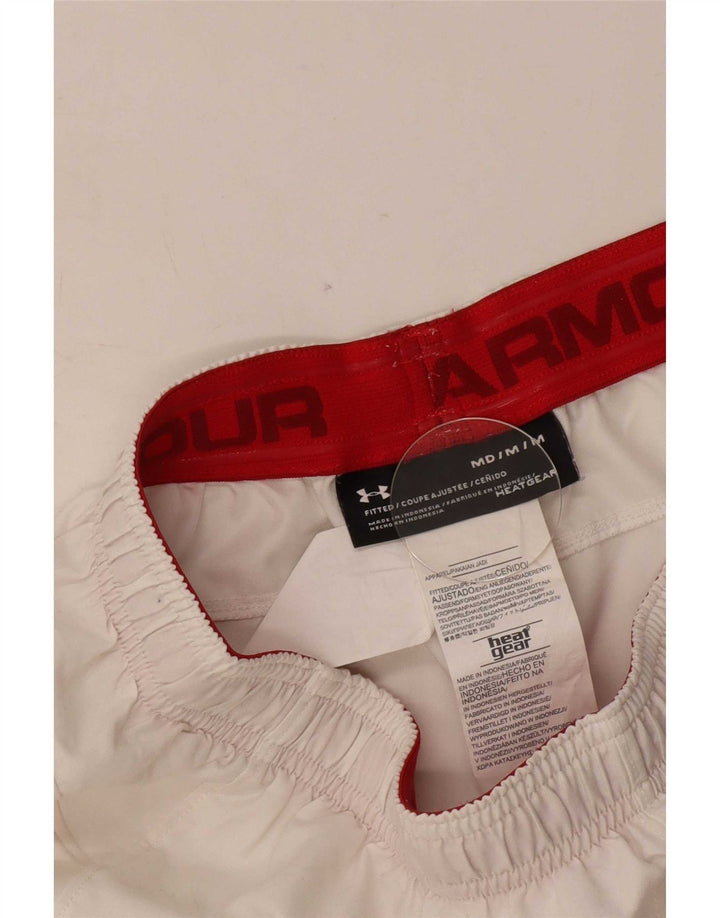 Pantaloni scurți sport Under Armour pentru bărbați Heat Gear, mediu alb, poliester color bloc