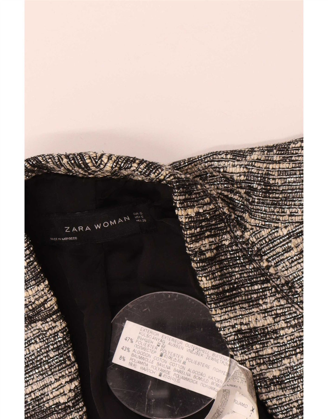 Jachetă Blazer deschisă pentru femei Zara UK 10 Mic, poliester cu pături negru