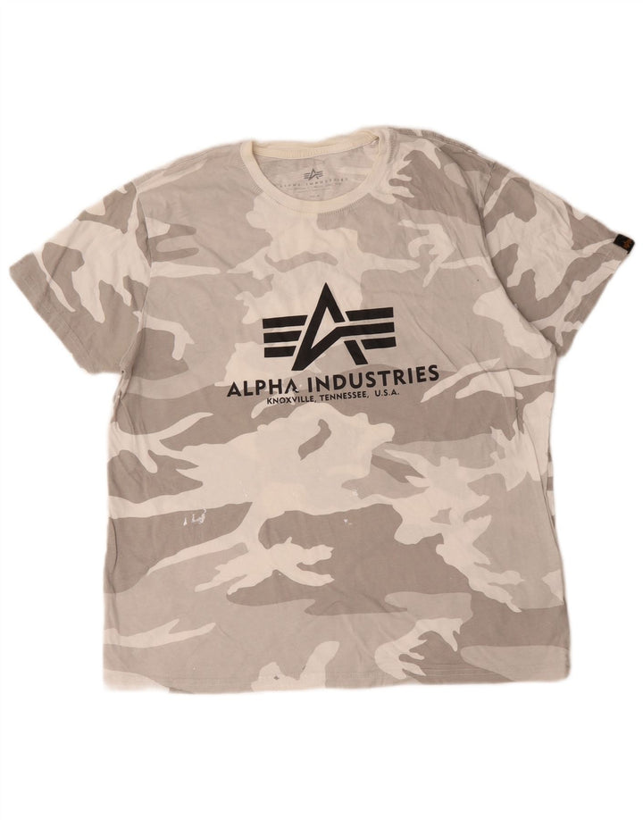 Tricou grafic pentru bărbați Alpha Industries Top, bumbac, camuflaj, gri mediu