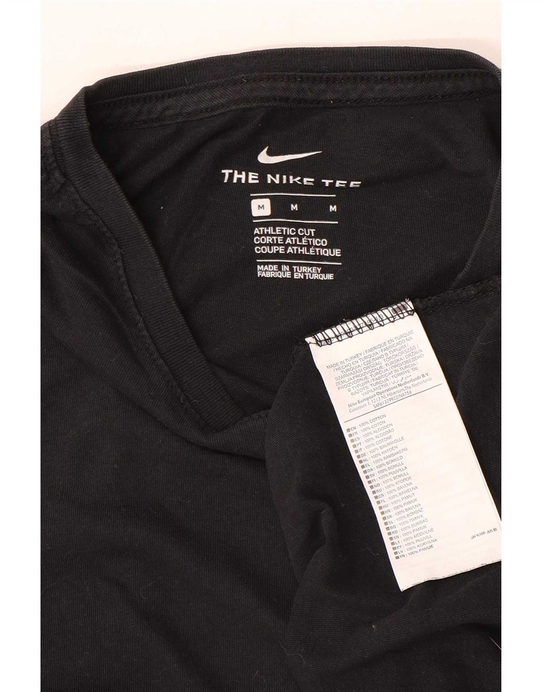Tricou grafic Nike pentru bărbați, cu croială atletică, top mediu din bumbac negru