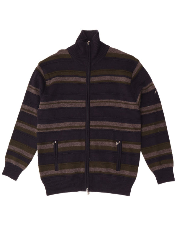 Cardigan Vintage pentru bărbați, 2XL, lână merinos cu dungi albastre