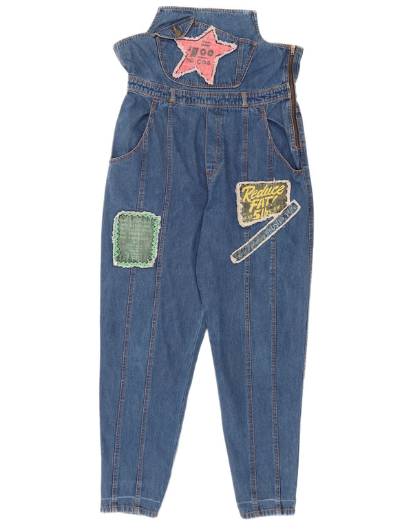 Blugi conici cu talie înaltă de damă vintage W34 L30 bumbac albastru