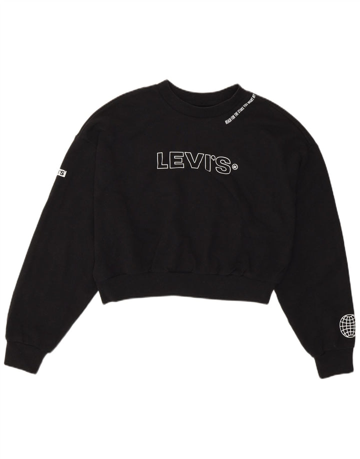 Pulover pentru femei Levi's Oversized Graphic Crop Sweat UK 6 XS Negru
