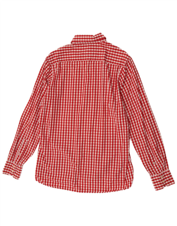 Cămașă pentru bărbați Tommy Hilfiger, bumbac cu carouri roșii medii