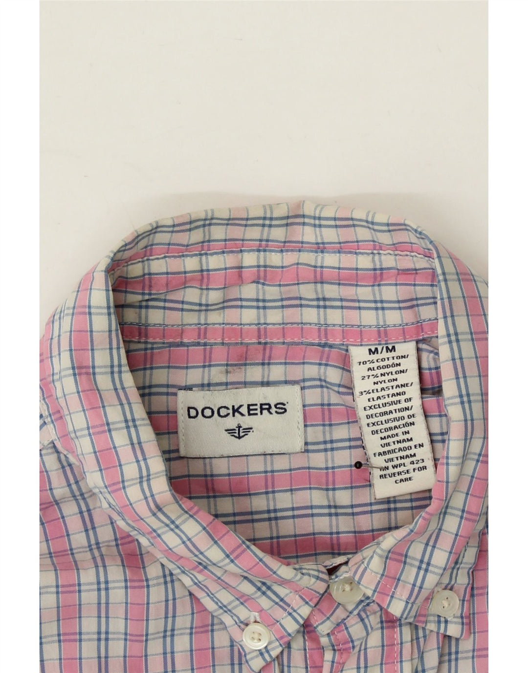 DOCKERS Mens Shirt Medium Pink Check Cotton Vintage Dockers and Second-Hand Dockers from Messina Hembry 
