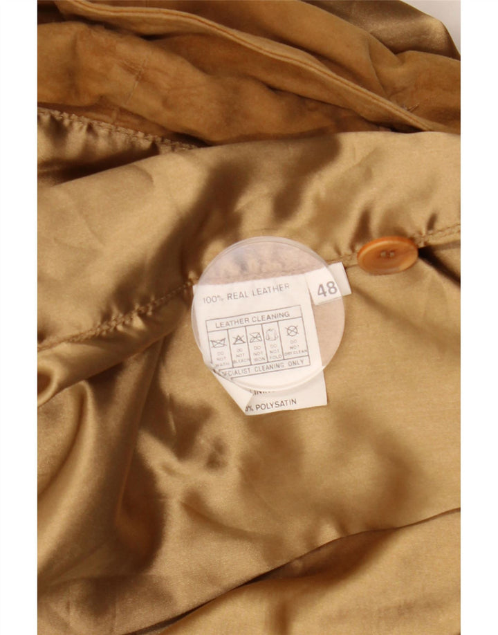 Bomber vintage pentru bărbați din piele intoarsa IT 48 din piele maro medie