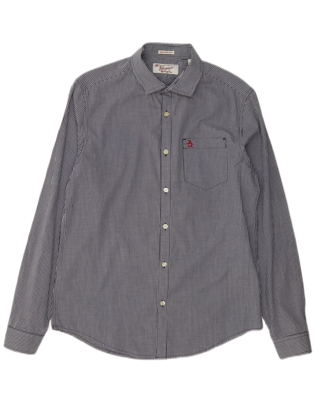 Cămașă pentru bărbați Penguin Heritage Slim Fit, din bumbac vichy, albastru bleumarin mediu