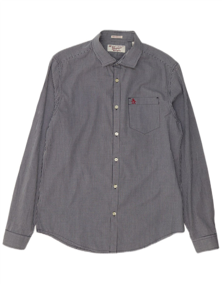 Cămașă pentru bărbați Penguin Heritage Slim Fit, din bumbac vichy, albastru bleumarin mediu