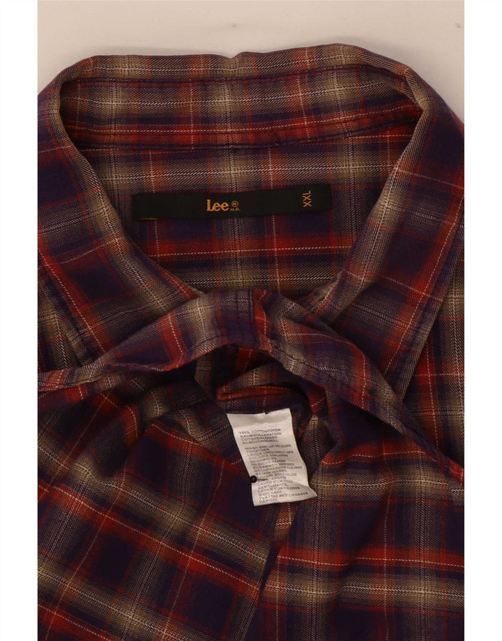 Cămașă de flanel pentru bărbați Lee, bumbac cu carouri mov 2XL