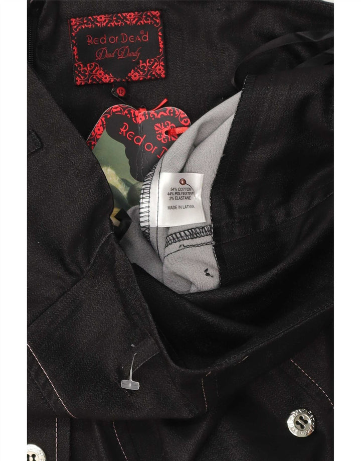 Fusta dreaptă pentru femei Red Or Dead UK 12 Medium W30 Bumbac gri