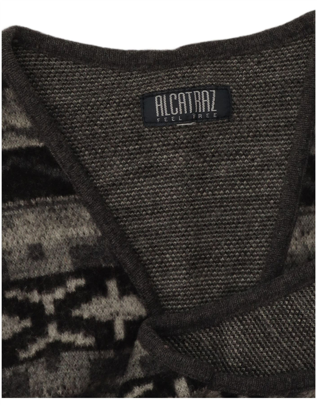 Pulover cardigan fără mâneci pentru bărbați Alcatraz, mic, gri, geometric