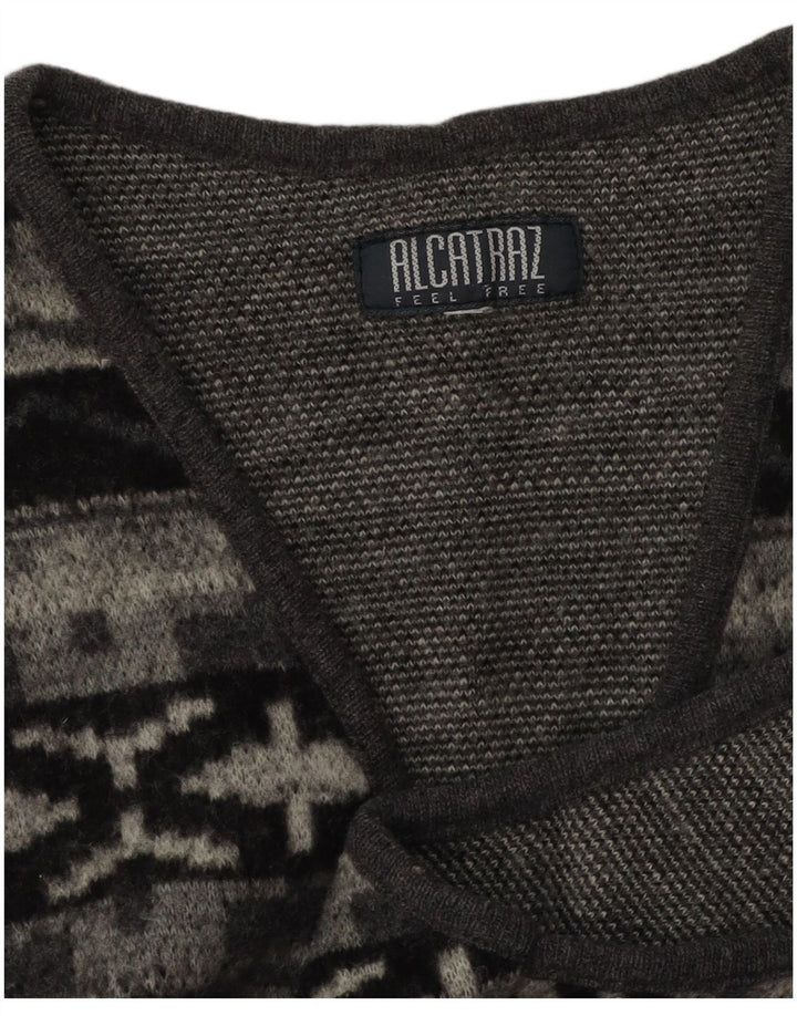 Pulover cardigan fără mâneci pentru bărbați Alcatraz, mic, gri, geometric
