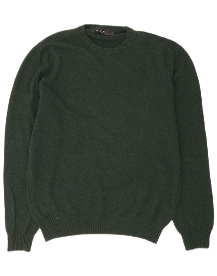 Pulover pentru bărbați Zara, cu gât crew, lână verde mare