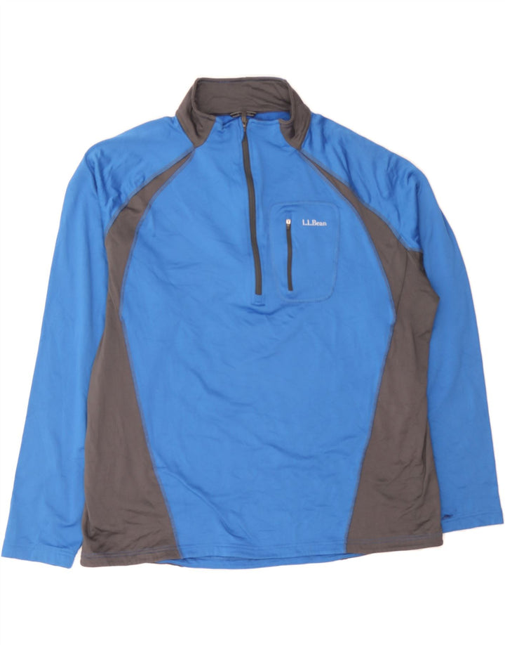 L.L.BEAN Mens Zip Neck Pullover Tracksuit Top 2XL Blue Colourblock Vintage L.L.Bean and Second-Hand L.L.Bean from Messina Hembry 