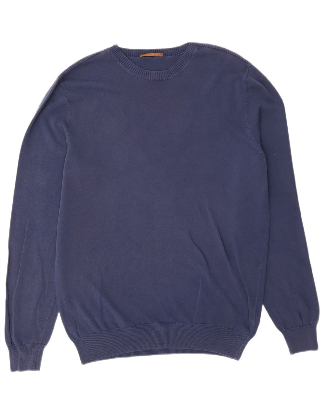 Pulover Massimo Dutti pentru bărbați, cu gât crew, bumbac mediu albastru bleumarin