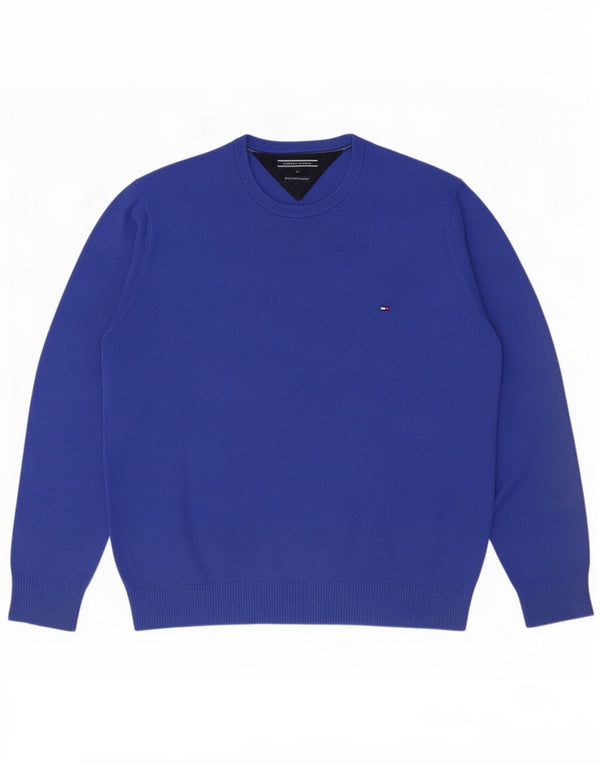 Pulover Tommy Hilfiger pentru bărbați, cu gât crew, bumbac mare, albastru