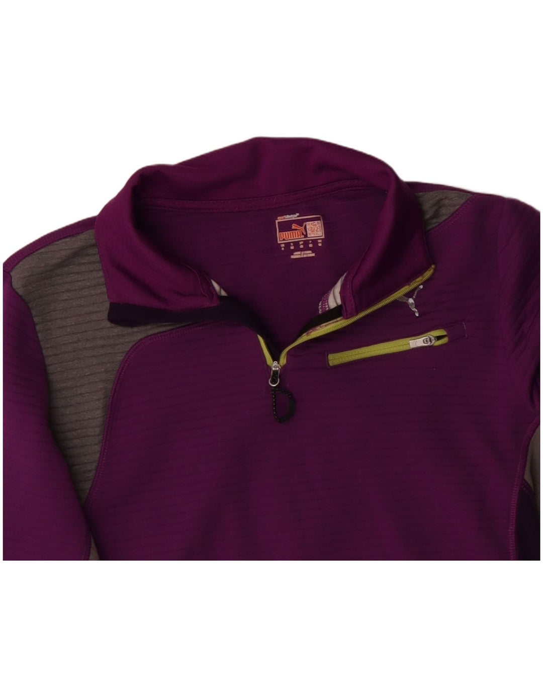 Top de trening PUMA pentru femei, cu fermoar, cu gât, cu pulover, UK 10, mic, violet