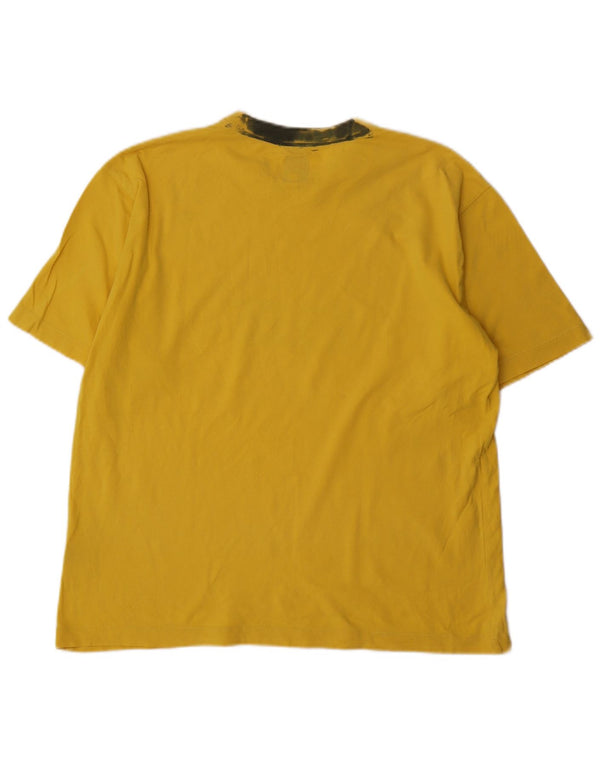 Think Pink Womens Graphic T-shirt Top UK 14 Large Yellow Bumbac