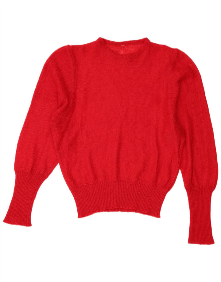 Pulover vintage pentru femei cu gâtul cu barca UK 12 Medium Red