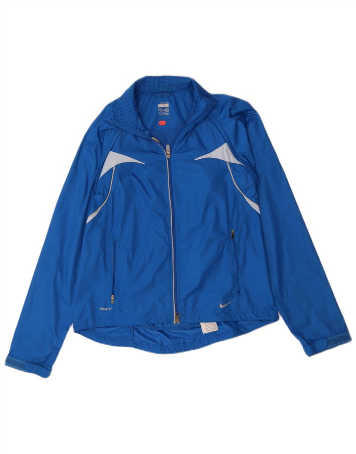 Jachetă de ploaie Nike pentru femei Marea Britanie 10/12, albastru mediu, poliester bloc de culoare