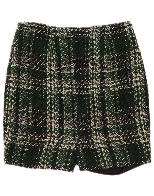 Fusta mini pentru femei Fenn Wright Manson UK 10 Small W30 Green Check Wool