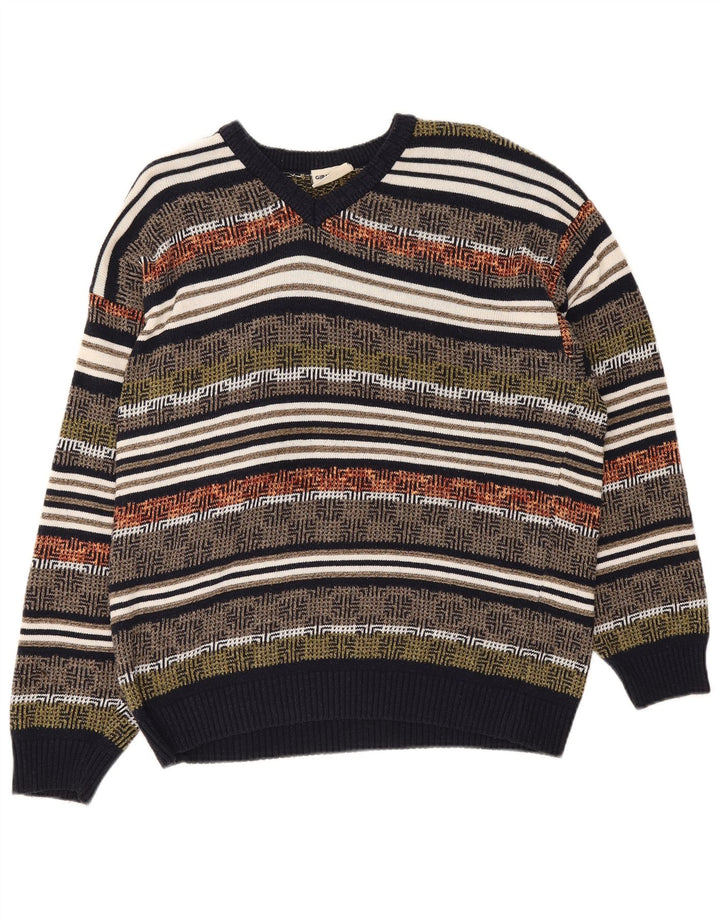 Pulover pentru bărbați Giramondo cu decolteu în V, mare, multicolor, geometric
