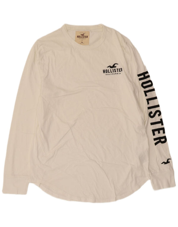 Top grafic Hollister pentru bărbați cu mânecă lungă XL, bumbac alb