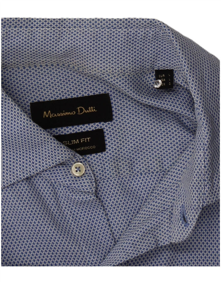 Cămașă Slim Fit Massimo Dutti pentru bărbați, mare, albastră, geometrică