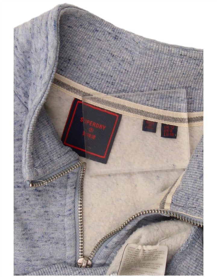 Pulover pentru femei SUPERDRY, cu fermoar, cu gât, UK 12 Medium Blue Peteted