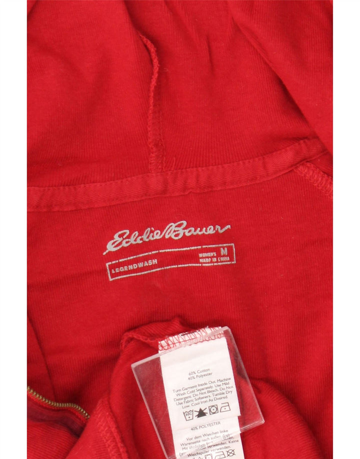 Pulover cu capota cu fermoar pentru femei Eddie Bauer UK 14 Bumbac cu carouri roșii medii