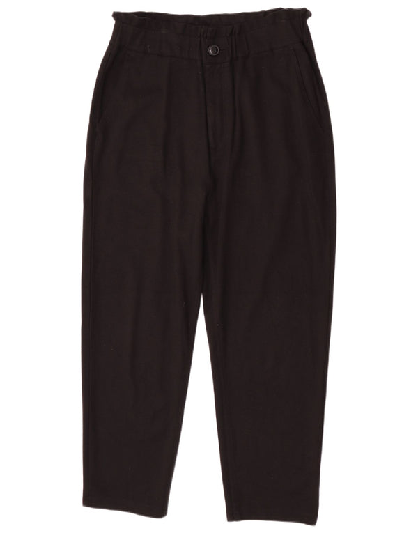 Pantaloni tăiați conici cu talie înaltă Zara pentru femei, mari L30 L24, viscoză neagră
