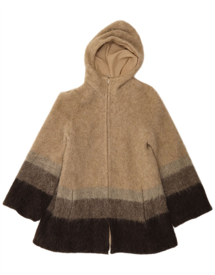 Palton cu glugă pentru femei Alafoss Icewool UK 14 Medium Bej Colorblock