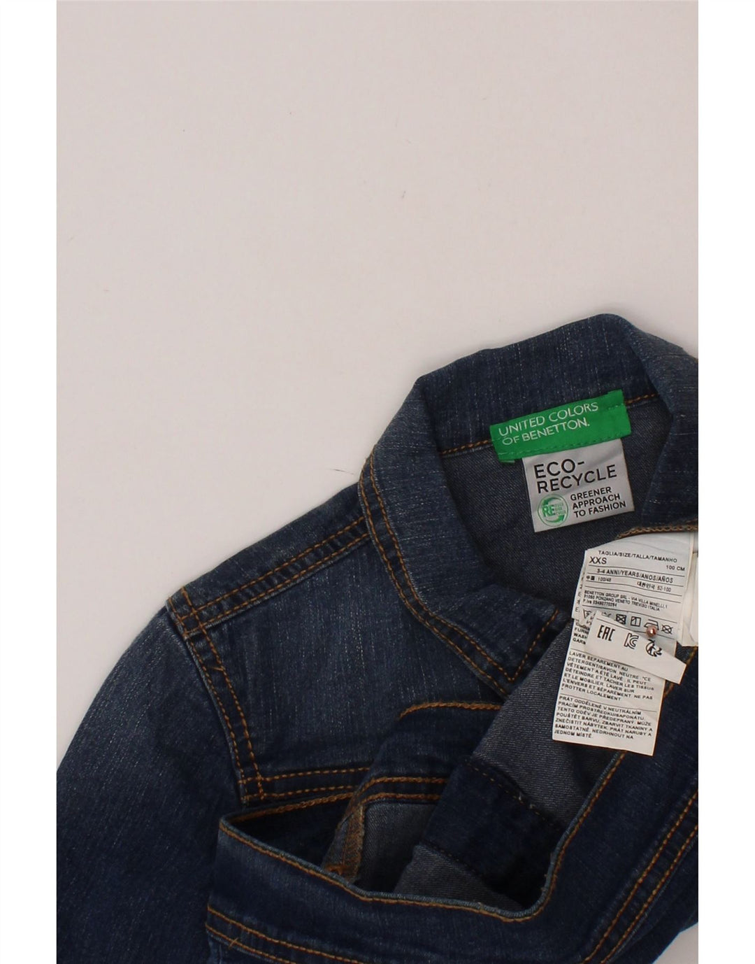 BENETTON Jachetă Denim Băieți 3-4 Ani 2XS Bumbac Albastru
