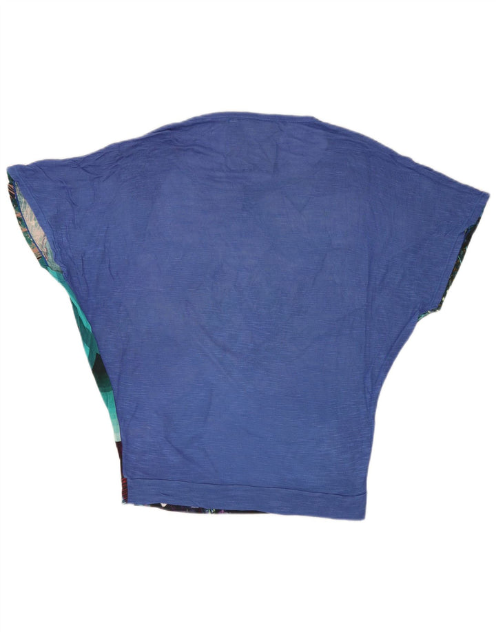 DESIGUAL Bluză pentru femei Liliac Bluză UK 10 Small Blue Floral Viscose