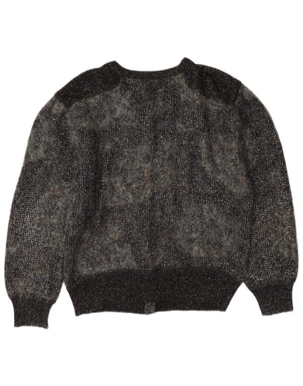 Pulover Cardigan Vintage pentru Damă UK 12 Medium Gri Mohair Mohair