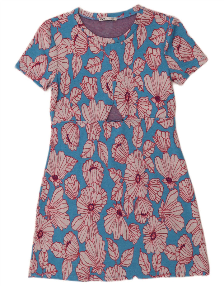 Rochie de bază pentru femei Zara UK 12 Medium Blue Floral