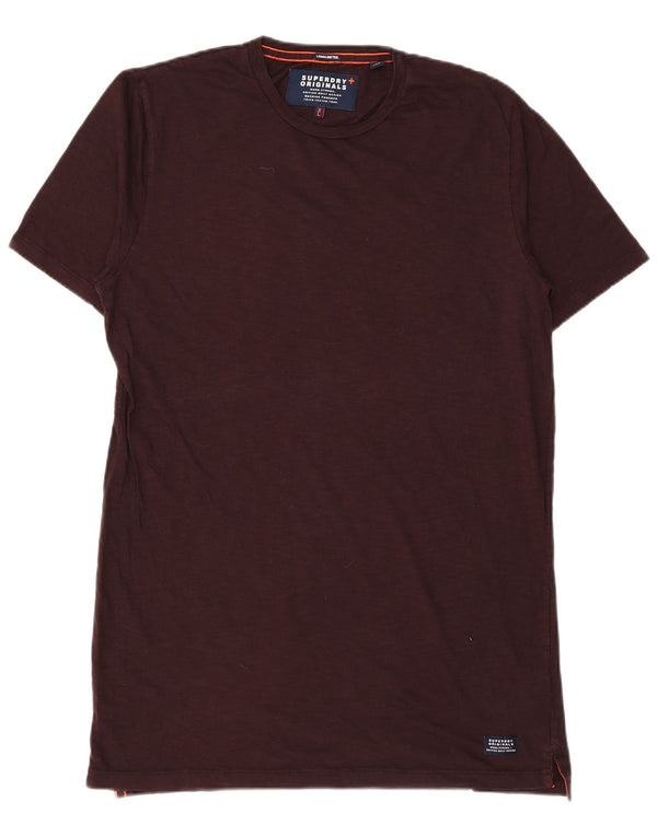 SUPERDRY Mens T-Shirt Top XL Burgundy Cotton