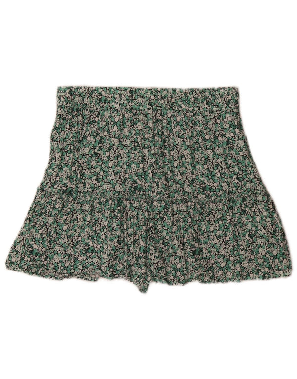 Pantaloni caldi pentru femei cu talie înaltă Zara Medium W28 Viscoză florală verde