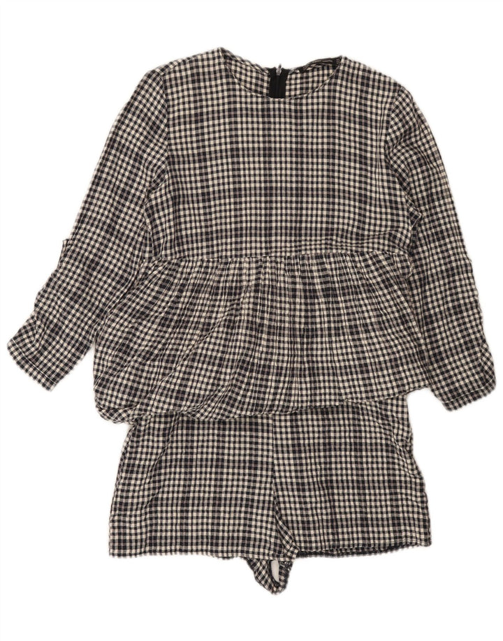 Combi Zara Womens Trafaluc cu mânecă lungă UK 10 Small Black Gingham Bumbac