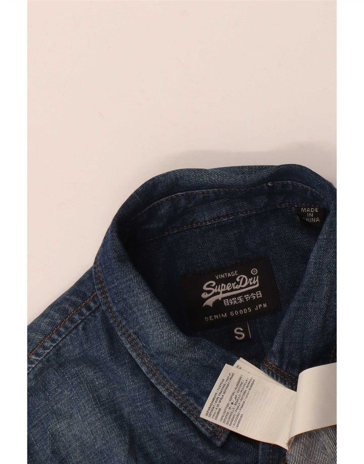 Cămașă de blugi pentru bărbați Superdry, bumbac albastru mic