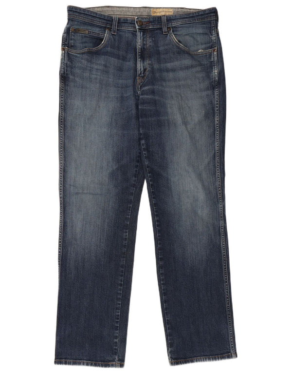 Wrangler Mens Arizona Stretch Straight Jeans W36 L32 Blue Cotton