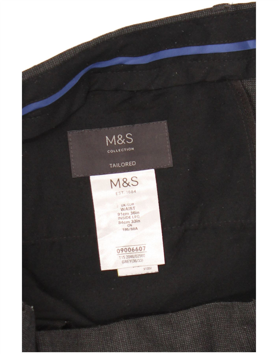 Marks & Spencer Pantaloni de costum croiți pentru bărbați L36 L33 Lână cu carouri gri