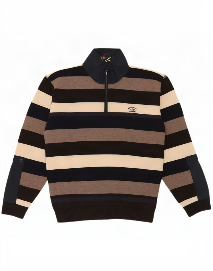 Pulover pentru bărbați Paul & Shark, cu fermoar, cu gât, XL, cu dungi multicolore