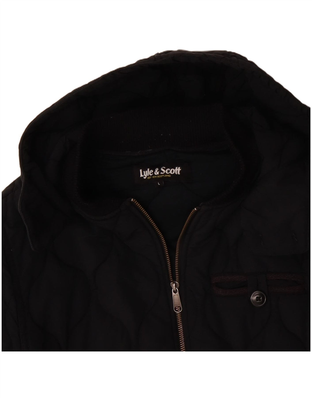 Jachetă căptușită cu glugă pentru bărbați LYLE & SCOTT UK 40, mare, negru, bumbac