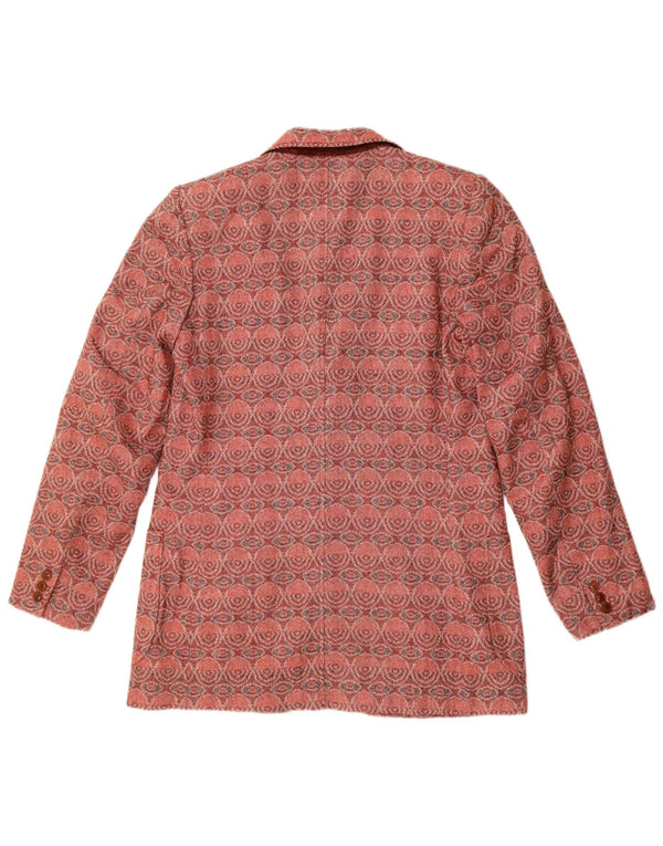 Jachetă Blazer Vintage pentru femei cu 3 nasturi UK 14 Medium Red Geometric