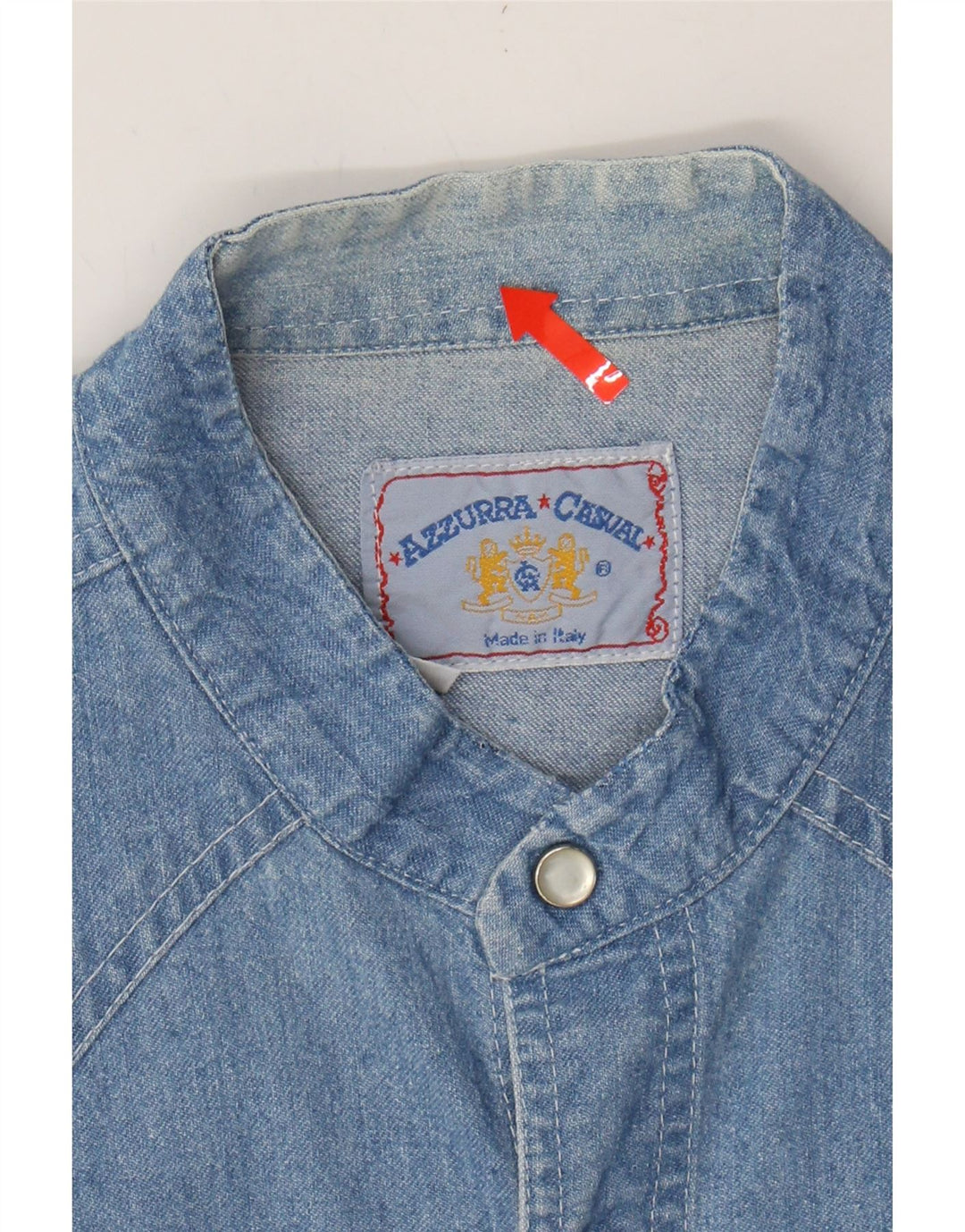 AZZURRA Mens Denim Shirt Medium Blue Vintage Azzurra and Second-Hand Azzurra from Messina Hembry 