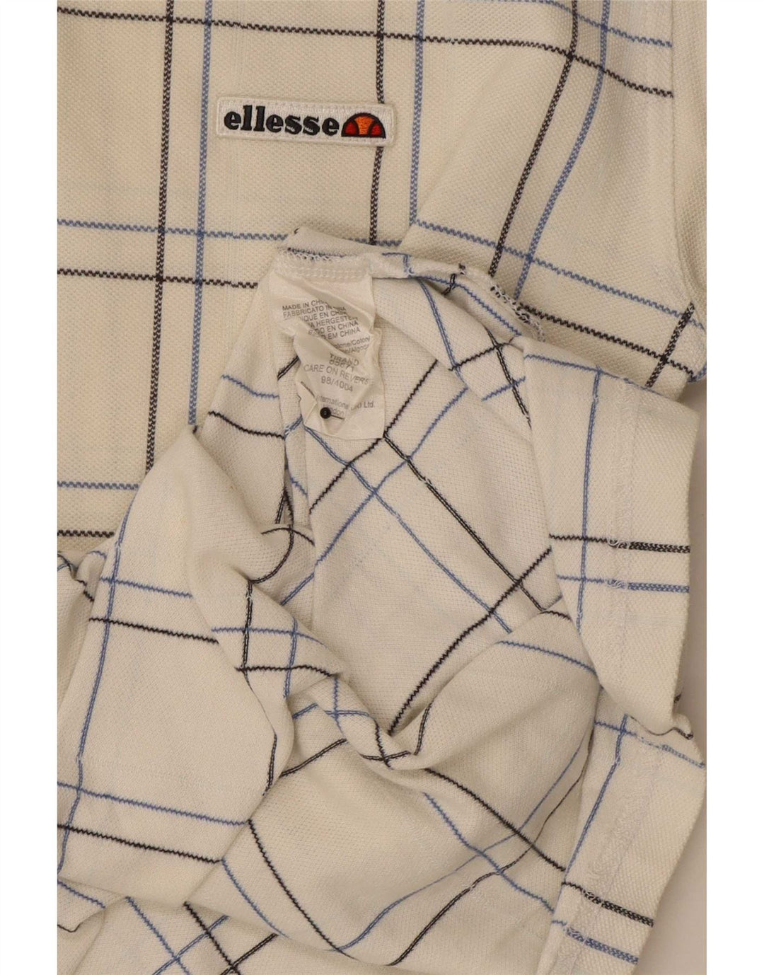 Tricou polo pentru bărbați Ellesse, bumbac cu carouri alb mediu