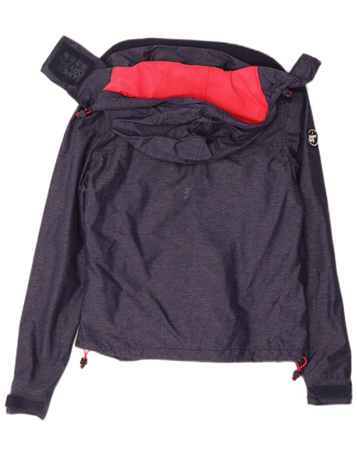 Superdry Jachetă de ploaie cu glugă pentru femei UK 10 Small Navy Blue Marine