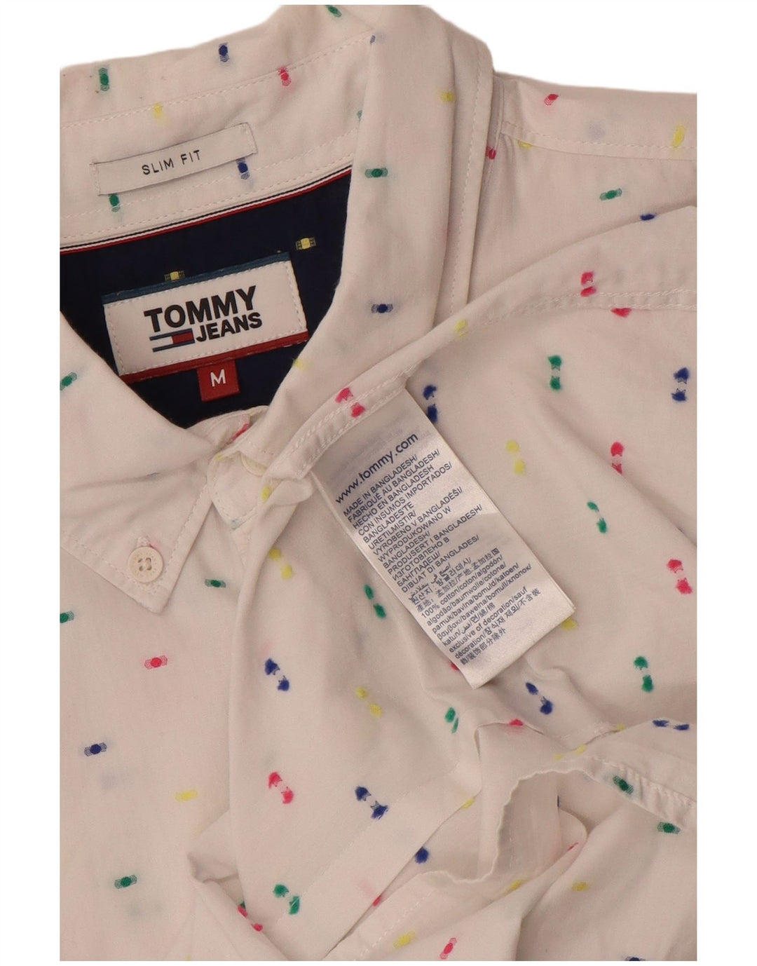 Cămașă pentru bărbați Tommy Hilfiger Slim Fit, bumbac mediu cu pete albe